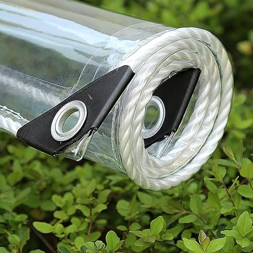 Telone in PVC trasparente resistente con occhielli, telo di plastica impermeabile per giardini, serre, piante, animali domestici, copertura trasparente per pergolati, include corde in omaggio (2,2 m x