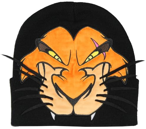 Disney The Lion King Scar Felt Embroidered Face Design with 3D Whiskers Adult Cuffed Beanie Hat