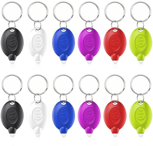 Joycabin Lot de 12 lampes de poche LED porte-clés pour enfants, mini porte-clés LED, petite lampe à main, lampe de poche portable pour camping, urgences, anniversaire d'enfant, cadeaux de fête