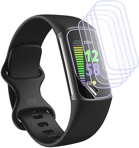 nvskvd Hydrogel Folie für Fitbit Charge 5, 6 Stück Schutzfolie Klar HD Weich TPU Displayschutzfolie TPU Hydrogel Film