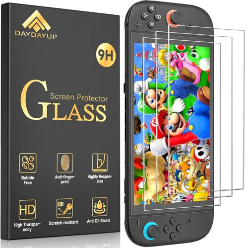 daydayup 3 Pack Switch 2 Screen Protector Tempered Glass for Nintendo Switch 2 - Ultra Resistant Hardness 9H and Transparent HD Clear Anti-Scratch Screen Protector for Nintendo Switch 2 2025 Model