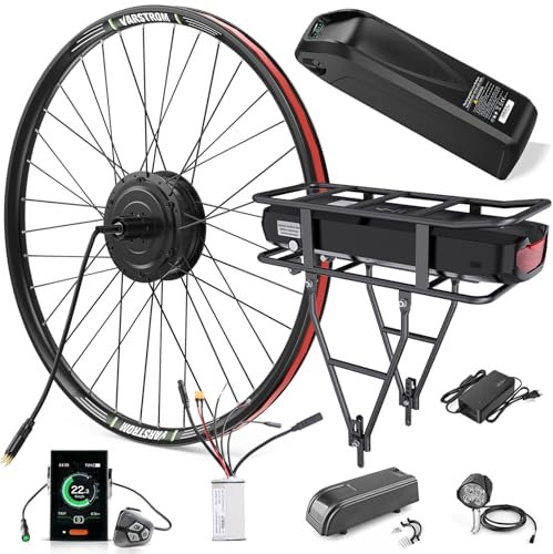Varstrom Kit de Conversion Vélo Électrique 26'' 27,5'' 28''(700C) 36V 250W pour Moteur Arrière pour Cassette avec 36V13Ah 17,4Ah 19,2Ah, 24Ah Batterie et Écran en Option