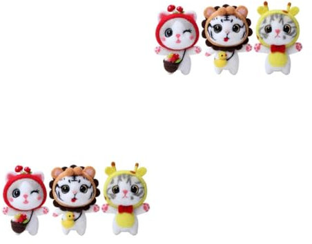 Lurrose 6 Sets „Cat Poking Fun“ Handsets Puppenzubehör Stoffstickerei Armbandnadel Wollfilz Bastelbedarf DIY Herstellungsbedarf Filzset Wollfilzbedarf Heimwerker Werkzeuge