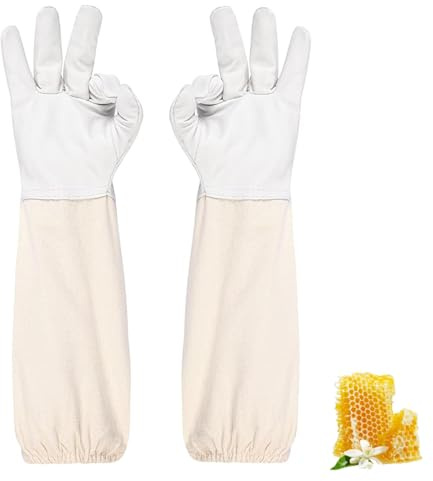 CUEMOON Guanti da apicoltore in pelle di capra, guanti protettivi da apicoltore, per principianti Beekeeper, uomini, donne (XXL)