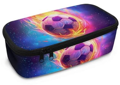 Yexignaon Trousse à crayons pour garçons de grande capacité avec support légère pour l'école, Galaxy Football, Organiseur de sac