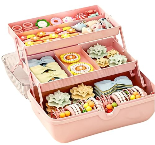 Haarschmuck Organizer Kinder Haarschmuck Aufbewahrungs Kasten 27,5x14,5x15 cm Haarschleifen Aufbewahrungsbox Für Haargummis Und Haarbänder, Geschichtete Behälter Für Mädchen Badezimmer Schlafzimmer