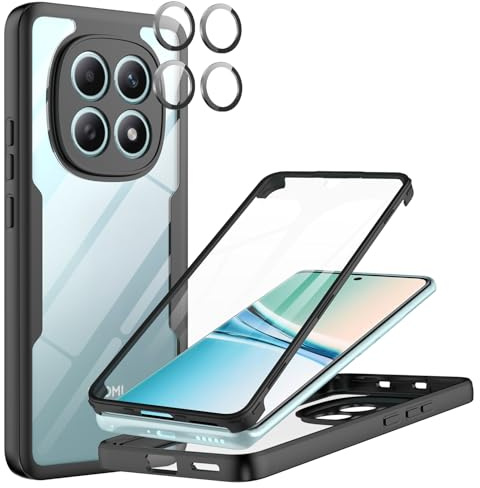 Funda para Xiaomi Redmi Note 15 5G con Protector de Pantalla Integrado | 360 Grados Full Body Anti-Shock Carcasa, Protector Lente Cámara, Transparent PC, Silicona Bumper, Negro