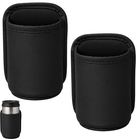 Car Cup Holder, 2-Pack Black PU Leather Cup Holders for Cars, Secure Drink Holders for Vehicle Interiors, Durable Car Bin Cup Holder Design with Universal Fit