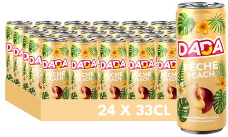 DADA Boisson Gazeuse Saveur Pêche, Canette 33cl, Lot de 24