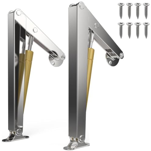 150N Gas Strut Spring Hinges, Heavy-Duty Lid Stay Folding Hinge | 15KG Slow Down and Soft Close, Hydraulic Hinges for Toy Box Chest, Bench, Toolbox and Basement Floor Door (2 PCS)