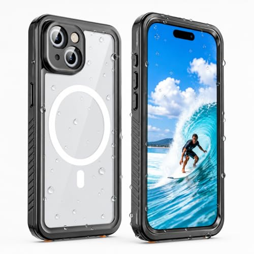FYHCMC für iPhone 15 Hülle Wasserdicht IP68 – 360 Grad Militärschutz Panzerhülle mit Kameraschutz & Displayschutz, Stoßfest Staubdicht Outdoor Case für iPhone 15