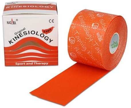 Nasara Original Kinesiologie Physio Tape für Sport und Medizin, Rollengröße 5cm x 5m, Orange