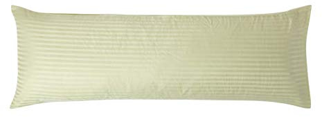HOMESCAPES Sage Green Pure Egyptian Cotton Body Pillowcase 330 TC 500 Thread Count Percale Equivalent Satin Stripe Long Pillow Case for Nursing Pregnancy and Elderly Support