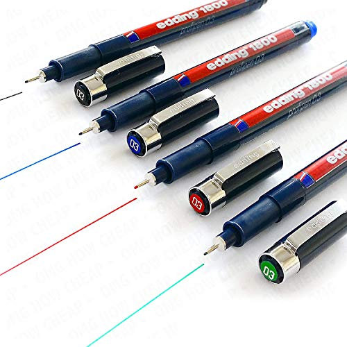 Edding 1800 Profipen, Fineliner/Zeichenstift, 0,3 mm, 4er-Set: Schwarz, Blau, Rot, Grün