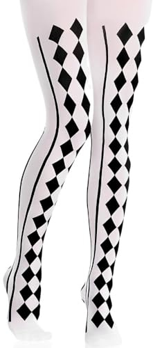 amscan 845202-55 Harlekin Strumpfhose für Erwachsene, Schwarz und Weiß, 1 Stück