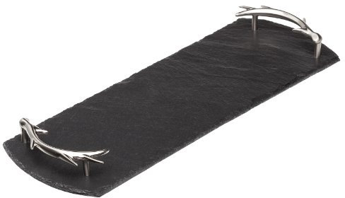 The Just Slate Company Small Serving Tray with Antler Handles