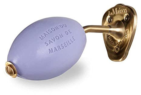 LA MAISON DU SAVON Seifenhalter aus Messing, drehbar, Vintage-Stil, inklusive 270 g Savon de Marseille Zitronenseife