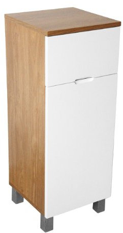 Premier Housewares Floorstanding Cabinet with Oak Effect/High Gloss, 78 x 30 x 30 cm - White