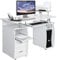 COSTWAY Computertisch mit Schubladen, Tastaturauszug, Druckerablage und CPU-Ständer, Schreibtisch mit Stauraum, Bürotisch, Arbeitstisch, PC-Tisch für Büro, Zuhause, 120 x 55 x 76 cm (Weiß)