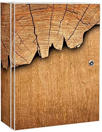 banjado® XXL Medizinschrank abschliessbar mit Motiv Holz 35x46x15cm - großer Arzneischrank/Medikamentenschrank aus Metall zur Medikamenten Aufbewahrung - Apothekerschrank mit 3 Schlüsseln