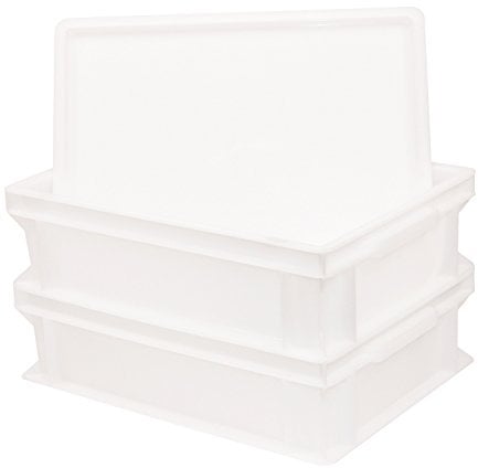 Pimotti Pizzaballenbox mit Deckel (2xBox + 1xDeckel) mit 30 x 40 x 12 cm, Kunststoffbehälter für Pizzateig, Stapelbehälter, Gärbox (2x11,5 Liter)