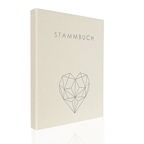 Stammbuch der Familie Serie Hochzeitideal – Stammbuch Serie Geometric creme DIN A5 - Buchbinderleinen Stammbuch Hochzeit - Familienbuch Standesamt mit 4-fach Ringmechanik 3 Klarsichthüllen A5 creme