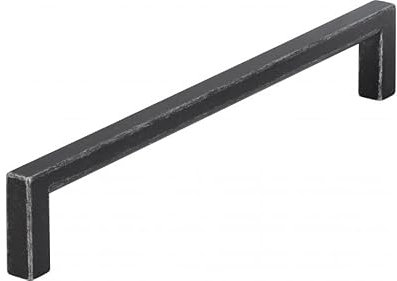 SIRO Möbelgriff Bruckmühl, Schlicht, Vintage, Druckguss eisenfarbig getrommelt matt, 168 mm x 28 mm x 8 mm, LA 160 mm, 2108-168ZN78