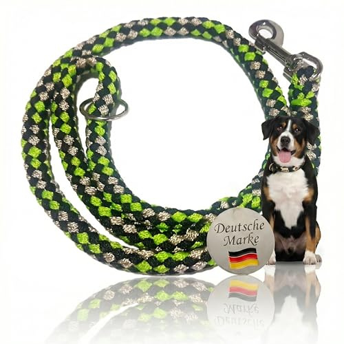Activity4Dogs Geflochtene Hundeleine für mittelgroße und große Hunde bis 60 kg | Kurze Führleine | 1,20 m lang | grün-schwarz-weiß | Made in Germany | Durchmesser 15mm