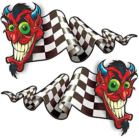 cut-it folientechnik & design MG312 / 2X Devil Aufkleber je 9,5x5,7cm RatRod Retro Sticker V8 Old School Bike Vintage Racing V6 USA