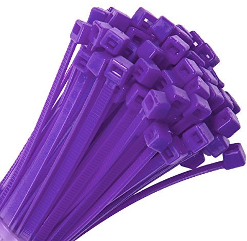 100x Strong Quality Purple Cable Ties 200mm x 4.8mm - Heavy Duty Heat & Cold Resistant Zip Ties