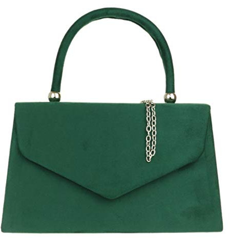 Girly Handbags Womens Top Handle Faux Suede Clutch Bag Grab Holder (Green)