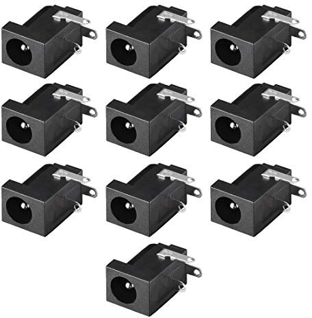 sourcing map 5.5mmx2.1mm DC Power Jack Plug 3P Female Socket Plug DC-005 10pcs