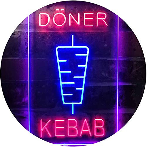 Doner Kebab Restaurant Café Décor Bar Dual Color LED Barlicht Neonlicht Lichtwerbung Neon Sign Rot & blau 300 x 400mm st6s34-i2639-rb