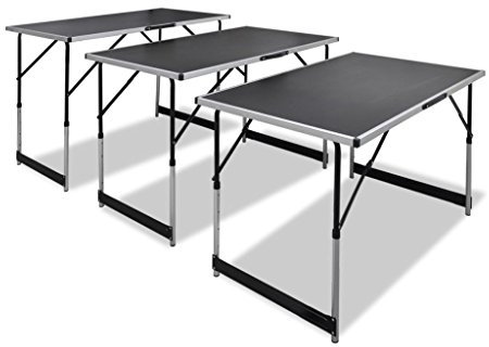 Tidyard 3-teilige Multifunktionstisch-Set Tapeziertisch Arbeitstisch Klapptisch Multifunktionstisch Mehrzwecktisch Flohmarkttisch Tisch Partytisch Mit 4-Fach H?henverstellbar 73/80/87/94 cm