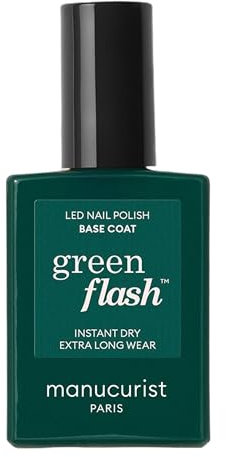 Manucurist Base Coat Green Flash™ – LED Gel Nail Polish Base – 12-Free Formula – 84% Bio-Sourced Ingredients – Made in France – 15 ml Bottle
