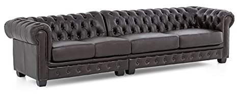 Woodkings® Chesterfield Sofa 5-Sitzer Echtleder antik braun Couch Bürosofa Bigsofa Ledersofa Unikat Herrenzimmer englisches Ledersofa Stilsofa Clubsofa