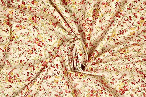 Pyrhan 100% Cotton Poplin By Rose & Hubble | Wild Ditsy Floral Printed Cotton fabric By The Metre Uk | 114 Cm |Crafting Fabric & Dressmaking Fabric |Dress Fabric Material For Sewing Dressmaking(Ivory)