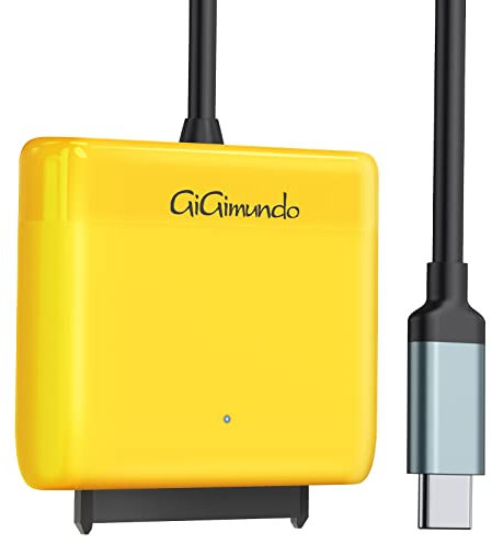 GiGimundo Adattatore da USB C a SATA da 5 Gbps, cavo da tipo C a SATA (7 + 15 pin) per unità masterizzatore CD/DVD SATA da 2,5 pollici, 1 m, giallo (GM1-3C)