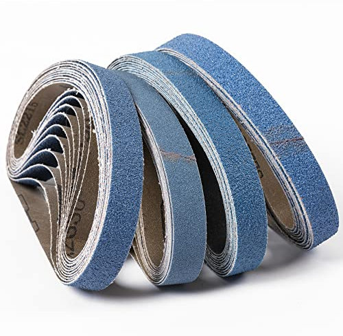 UPWOOD 40 Pack Zirconia Sanding Belts Replacement 20 x 520mm Size,10 Each of 40/60/80/120 Grits Zirconium Corundum Sanding Belt (3/4 x 20-1/2 Belts)