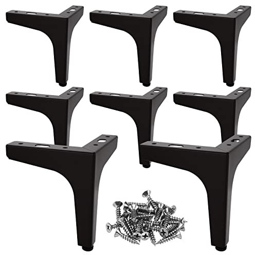 MIVIDE 8pcs Pieds de Meuble Noir, 13cm Pieds de Canapé Noir, Charge Jusqu'à 800kg, Pied de Meuble Metal pour Canapé, Table, Lit, Armoire (Noir-avec 40 Vis)