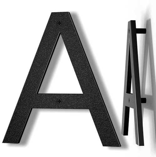 Yafimea 20 cm Hausnummer Schwarz, Große wetterfeste Hausnummer aus Kunststoff mit Schraubmontage, 3D Floating-Effekt für Außenbereich, Wand oder Zaun (A)