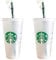 Starbucks Lot de 2 gobelets réutilisables givrés avec couvercle et paille verte avec bouchon 680 g