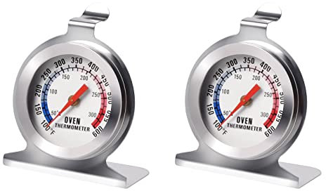 Stainless Steel Oven Thermometer for Fan Oven 2PCS, Oven Temperature Gauge for Gas Electric ovens, Pizza Oven Accessories Oven Thermometers