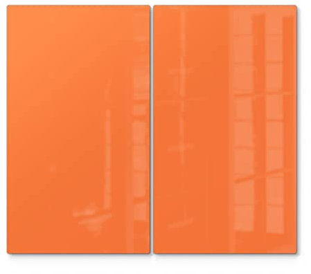 DEQORI Herdabdeckplatten Glas | 2er Set 60x52 cm | Unifarben - Orange | Ceranfeld Abdeckplatten in Küche | Herd-Abdeckungen universal | Glasplatten & Schneidebretter für Kochplatte