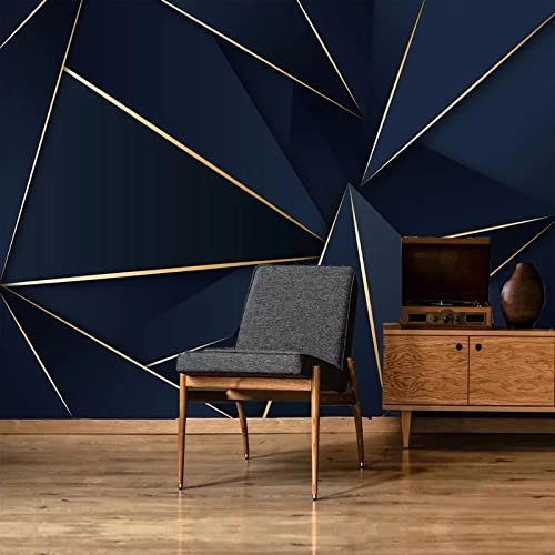 Lumière De Luxe Abstrait Or Couleur Lignes Bleu Mural 3D Papier Peint Salon Chambre Toile De Fond Décor À La M Murale Papier Peint 3D Salle de séjour Chambre à coucher séjour Mural enfant-400cm×280cm