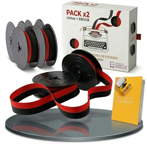 2 Stück Band für Schreibmaschine, kompatibel mit Olivetti Klebeband, Rot und Schwarz, 400 Blatt, 3 m (x2), Bandmaterial: Nylon 13 mm x 10 ml