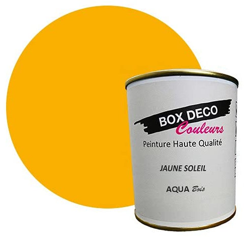 BOX DECO COULEURS Pintura madera interior exterior a base de acrílico con aspecto aterciopelado Aqua Madera - 750 ml, amarillo sol
