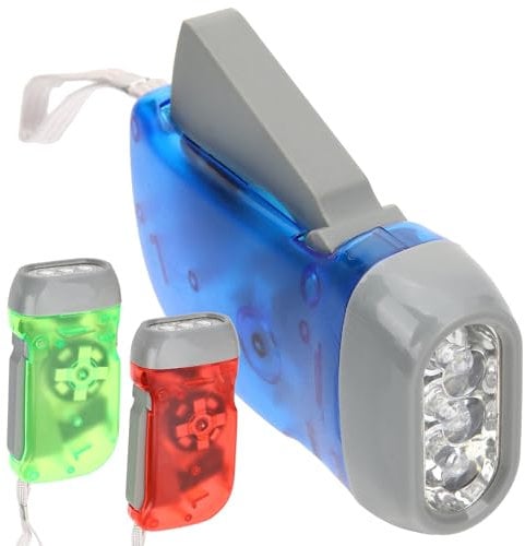 jojofuny 3Pcs Wind Up Torch: Portable Hand Crank Flashlight Shake Squeeze Wind-up Flashlight Camping, Hiking, Outdoor Sports, Emergency, Home Use, Assorted Colors