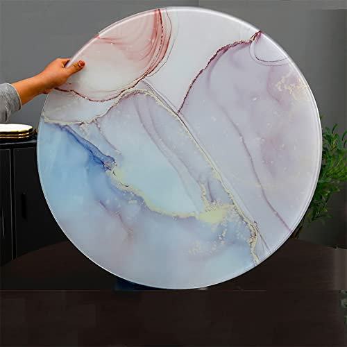 XFAK Tische Glasplatte Tischplatte 60cm 70cm 80cm 90cm 100cm Rund Gehärtetes Glas Scheibe Bodenplatte Mit Marmormuster, 8mm (Color : E, Size : 32in/80cm)