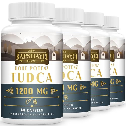 TUDCA ultra-puissant (1200 mg par portion), 240 gélules - Sels biliaires d'acide tauroursodésoxycholique, supplément pour le foie | Sans OGM, sans gluten